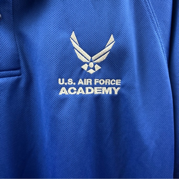 US Air Force Polo Shirt Medium Blue White Gray Logo Military Pilot Golf Mens - Picture 3 of 8